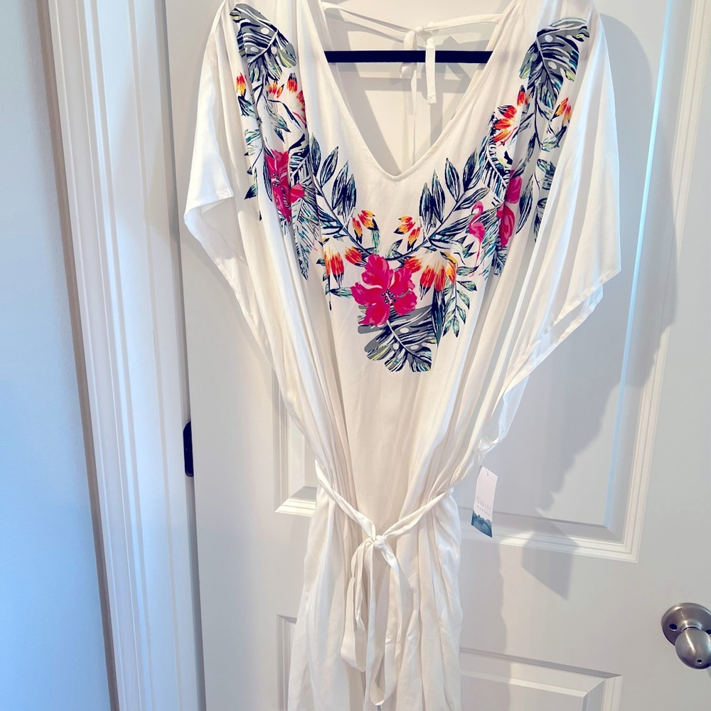 Swim cover up - tropical flamingo print